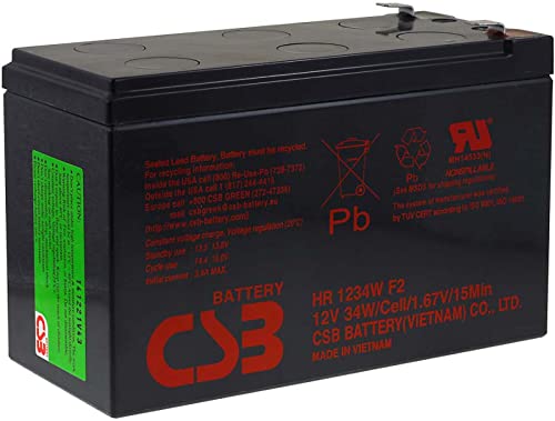 CSB Batería de plomo de alta corriente HR1234WF2 compatible con APC Back-UPS BK650EI 12V 9Ah 12V Lead-Acid
