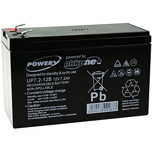 Powery Batería de Gel Compatible con Panasonic Modelo LC-R127R2PG1 12V 7,2Ah