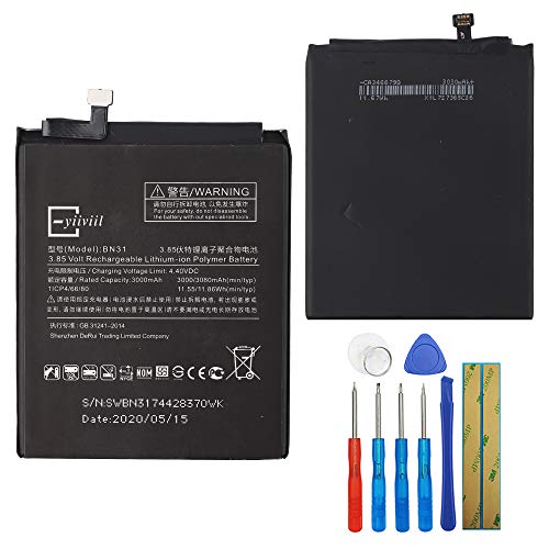 Nueva batería de repuesto BN31 compatible con Xiaomi 5X Mi 5X Mi A1 Note 5A 3000 mAh 11.55wh con herramientas