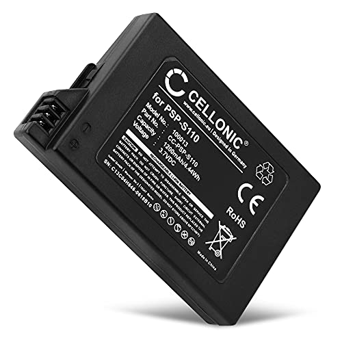 CELLONIC® Repuesto batería PSP-S110 Compatible con Sony PSP Brite (3000/3001 / 3004) / PSP Slim & Lite (2000/2004), Batería 1200mAh PSP-S110 Gamepad/Console